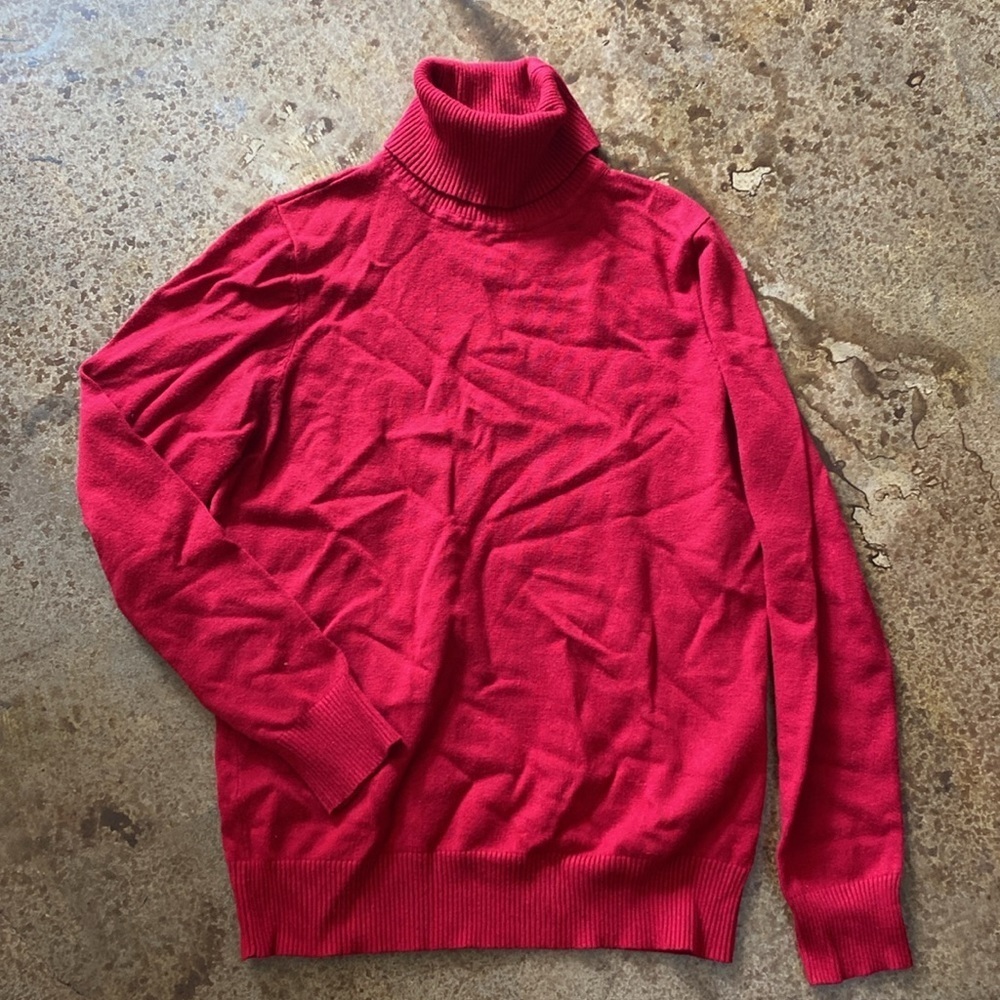 Joseph A. red‎ turtle neck banded tunic sweater